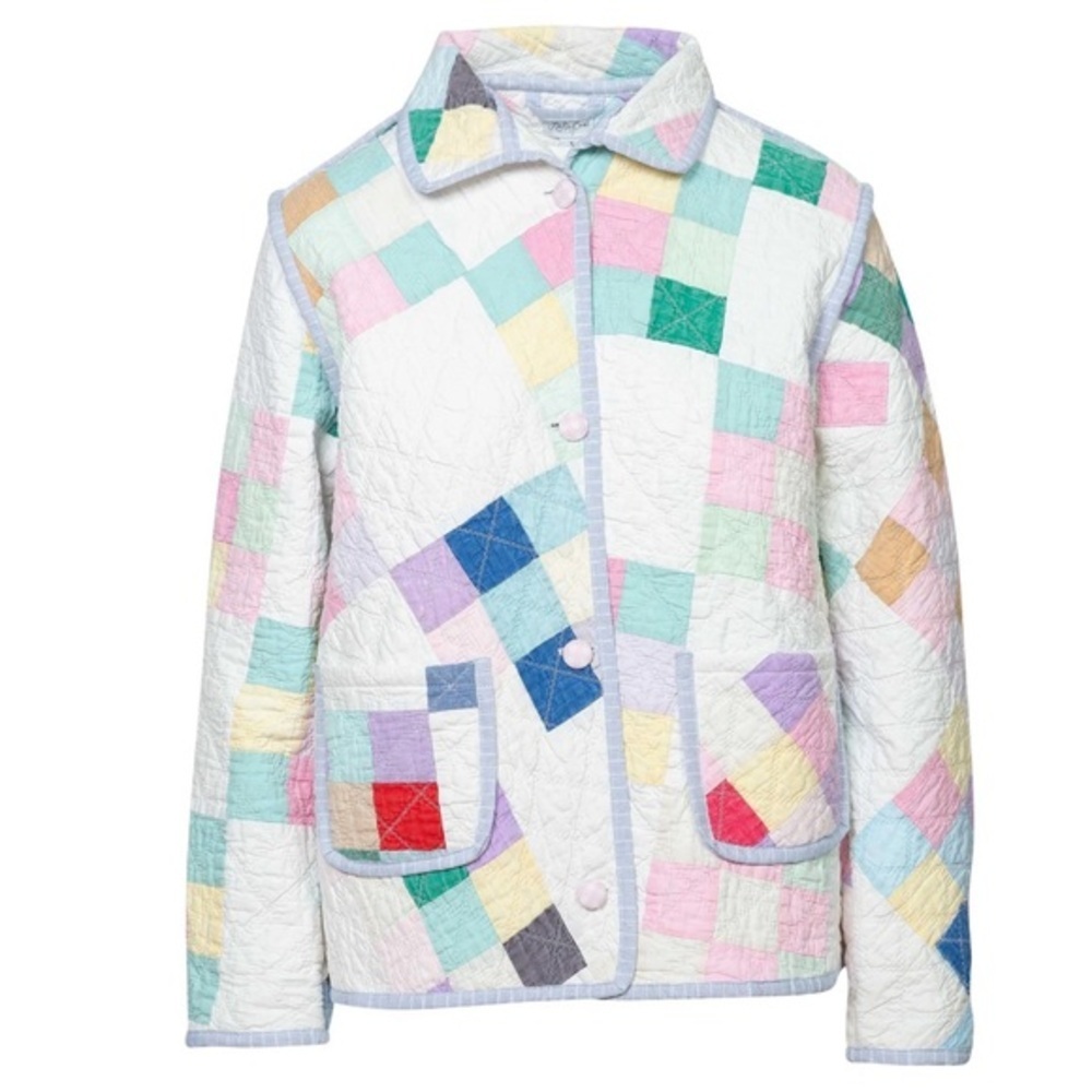Lindsey Berns Rare Colorblock Embroidered Quilt Coat - Picture 2 of 9